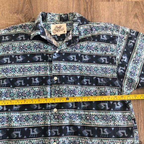 Vintage Body Objects Men's Short Sleeve Button Up Shirt Southwest Print Medium - Picture 7 of 8